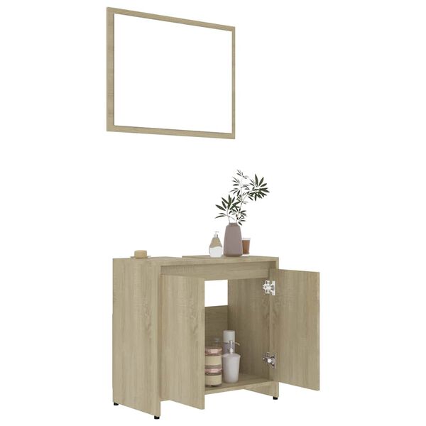 vidaXL Badm&ouml;bel-Set Sonoma-Eiche Holzwerkstoff