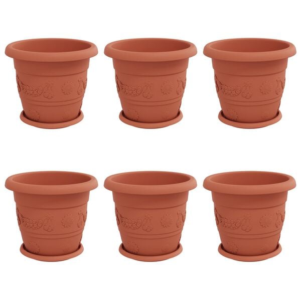 vidaXL Blument&ouml;pfe 6 pcs Ziegelrot &Oslash; 26 x 21,5 cm Kunststoff