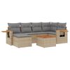 vidaXL 7-tlg. Garten-Sofagarnitur mit Kissen Beige Poly Rattan