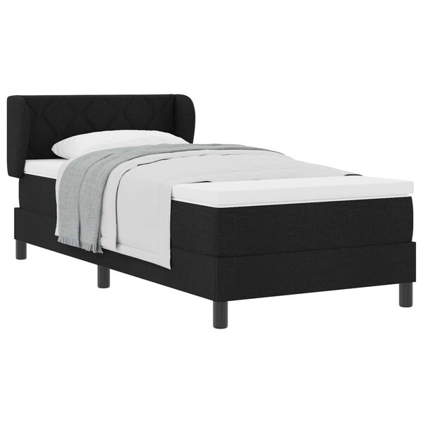 vidaXL Boxspringbett mit Matratze Schwarz 90 x 200 cm Stoff
