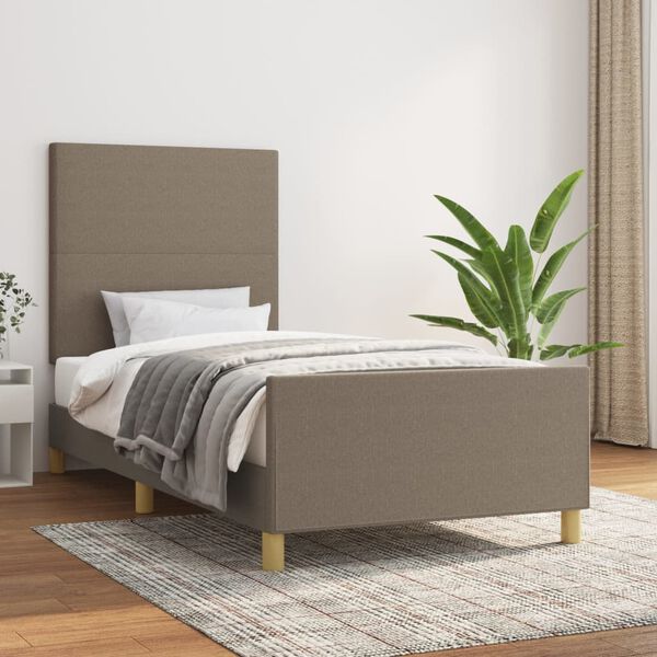 vidaXL Bettgestell ohne Matratze Taupe 90x190 cm Stoff