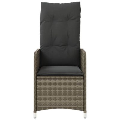 vidaXL Outdoor-Lehnstühle 2 Stk. mit Tisch Grau Poly Rattan