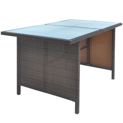 vidaXL 6-tlg. Garten-Essgruppe mit Kissen Poly Rattan Braun