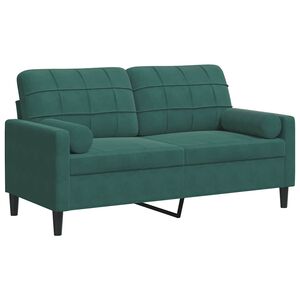 vidaXL 2-Sitzer-Sofa mit Zierkissen Dunkelgr&uuml;n 140 cm Samt