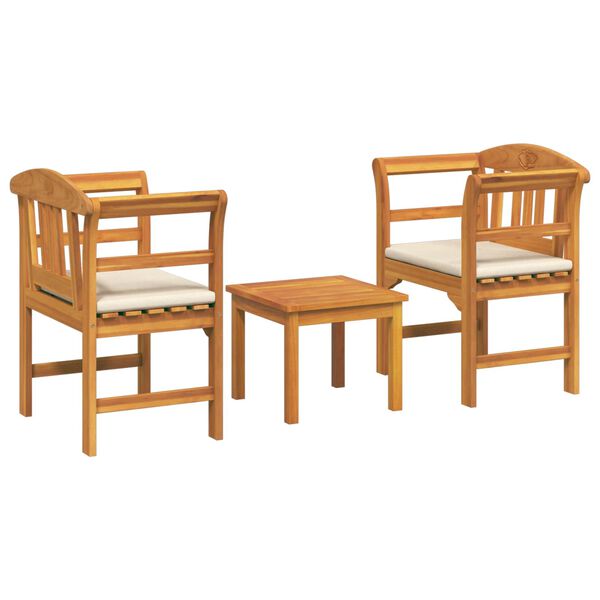 vidaXL Gartenrosen-Lounge-Set mit Kissen 3 pcs Massivholz Akazie