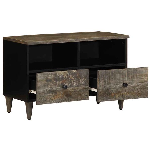 vidaXL TV-Schrank Hellgrau 70x33,5x46 cm Massivholz Mango