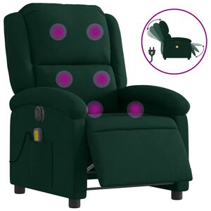 vidaXL Massagesessel Elektrisch Dunkelgr&uuml;n Samt