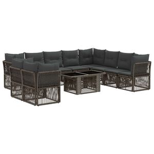 vidaXL Gartensofa-set 11 stk. Grau Poly-Rattan