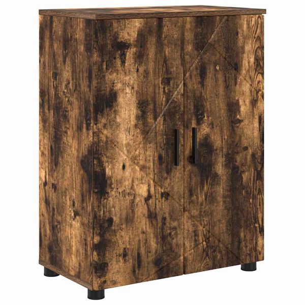vidaXL Badezimmerschrank mit T&uuml;r Ger&auml;ucherte Eiche 60 x 35 x 80 cm