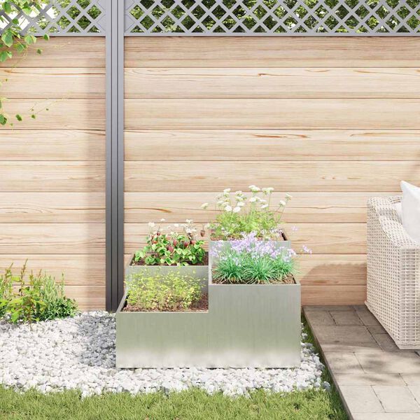 vidaXL Gartenblumentopf Silber 80 x 80 x 48 cm Verzinkter Stahl