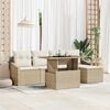vidaXL Garten-Sofa-Set mit Kissen 6 pcs Beige und Creme Poly-Rattan