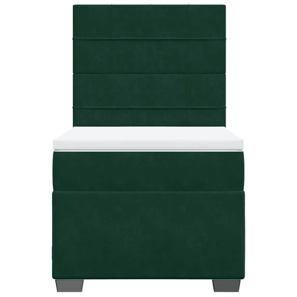 vidaXL Boxspringbett mit Matratze Dunkelgr&uuml;n 100x200 cm Samt