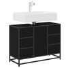vidaXL Badezimmerschrank mit T&uuml;r Schwarz Eichen-Optik 80 x 33 x 60 cm