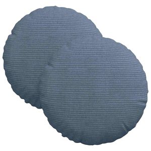 vidaXL Sitzkissen 2 stk. Cordstoff Blau &Oslash;30 x 13 cm