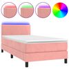 vidaXL Boxspringbett mit Matratze & LED Rosa 90x190 cm Samt