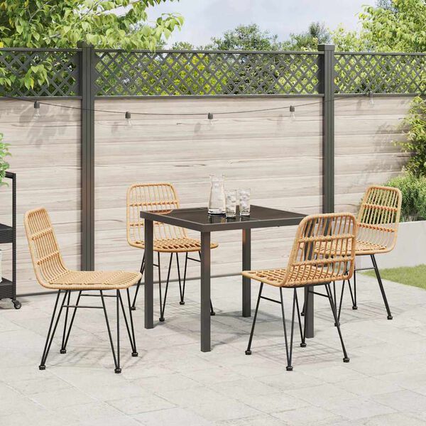 vidaXL Garten Essgruppe 5 pcs Braun Pulverbeschichteter Stahl