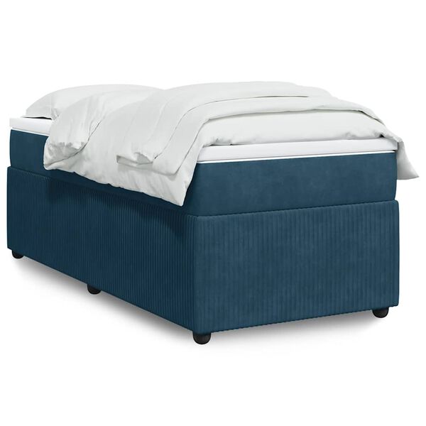 vidaXL Boxspringbett mit Matratze Dunkelblau 80x200 cm Samt