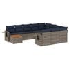 vidaXL 11-teiliges Gartensofa-Set mit Kissen, grau, Polyrattan