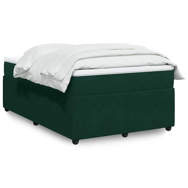 vidaXL Boxspringbett mit Matratze Dunkelgr&uuml;n 120x190 cm Samt