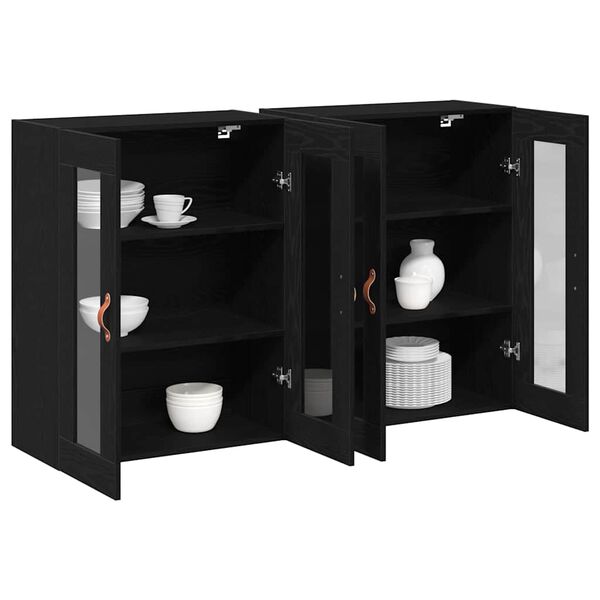 vidaXL Wandschr&auml;nke 2 pcs Schwarz Eichen-Optik 69,5 x 34 x 90 cm