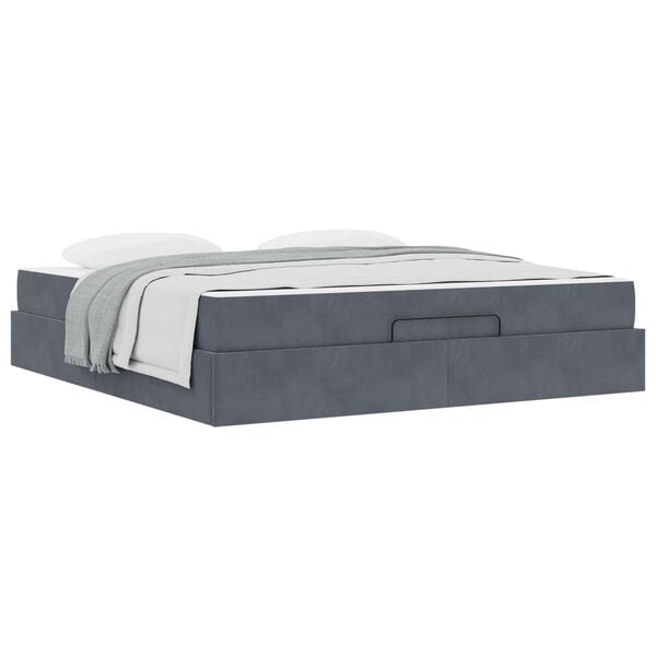 vidaXL Bettgestell mit Matratze mit Matratze 2 pcs Dunkelgrau Samt