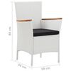 vidaXL 5-tlg. Garten-Essgruppe mit Kissen Poly Rattan Wei&szlig;