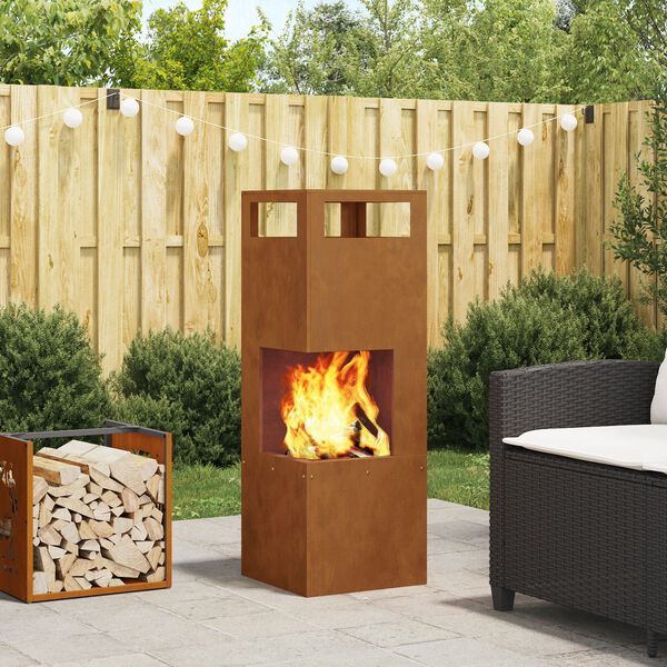 vidaXL Feuerstelle Braun 35 x 35 x 100 cm Stahl