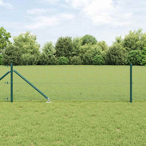vidaXL Zaunpfosten Gr&uuml;n 100 x 0,5 m (16 x 16 mm Maschen) Stahl und PVC