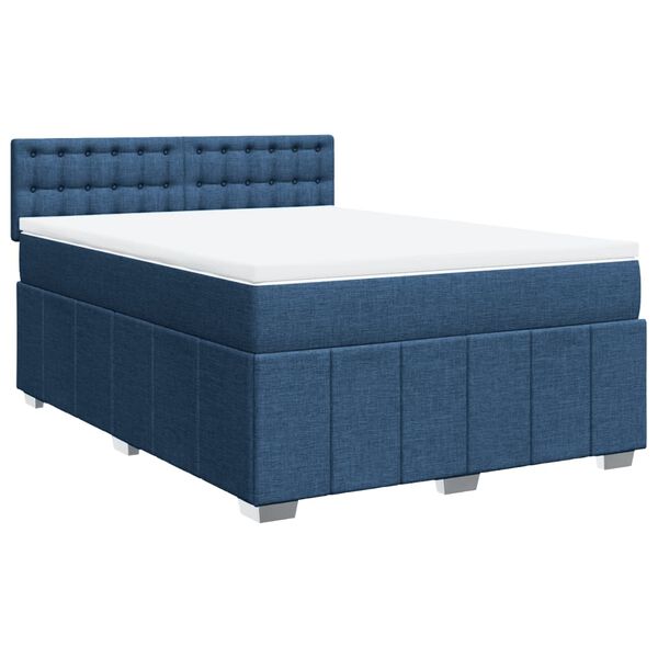 vidaXL Boxspringbett mit Matratze Blau 140x200 cm Stoff