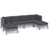 vidaXL 6-tlg. Garten-Lounge-Set mit Kissen Grau Kiefernholz