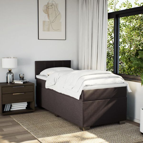 vidaXL Boxspringbett mit Matratze Dunkelbraun 90x200 cm Stoff