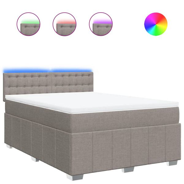 vidaXL Boxspringbett mit Matratze Taupe 140x190 cm Stoff