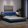 vidaXL Bettgestell mit LED ohne Matratze "Hvar" Blau 180x200 cm Stoff
