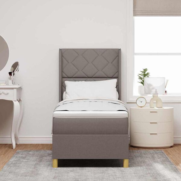 vidaXL Boxspringbett mit Matratze Taupe 140 x 200 cm Stoff