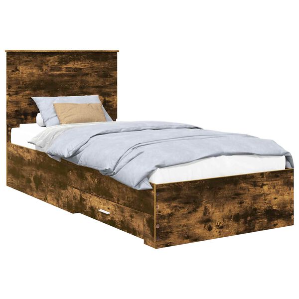 vidaXL Bettrahmen Ger&auml;ucherte Eiche 90 x 200 cm Holzwerkstoff