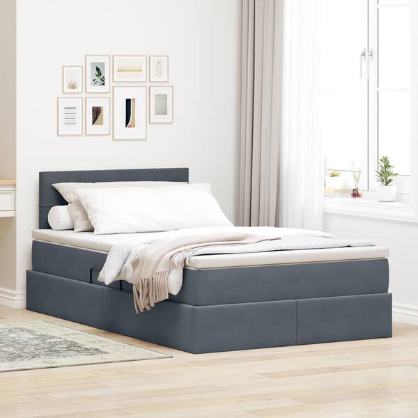 vidaXL Aufbewahrungsbett mit Matratze Dunkelgrau 120 x 200 cm Samt