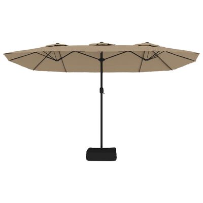 vidaXL Doppel-Sonnenschirm mit LED-Leuchten Taupe 449x245 cm