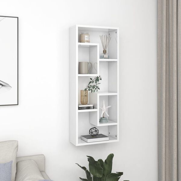 vidaXL Wandregal Hochglanz-Wei&szlig; 36x16x90 cm Holzwerkstoff