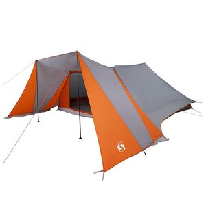 vidaXL Tipi Zelt 12 Personen Grau und Orange Taft