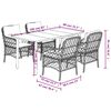 vidaXL 5-tlg. Garten-Essgruppe mit Kissen Schwarz Poly Rattan