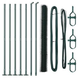 vidaXL Sechseckzaun mit Betonsockel 10 x 1,4 m PVC-beschichteter Stahl