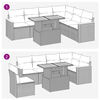 vidaXL 7-tlg. Garten-Sofagarnitur mit Kissen Grau Poly Rattan
