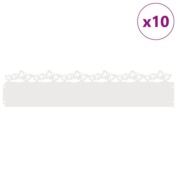 vidaXL Rasenkanten 10 pcs Wei&szlig; 103 x 0,05 x 22 cm Stahl