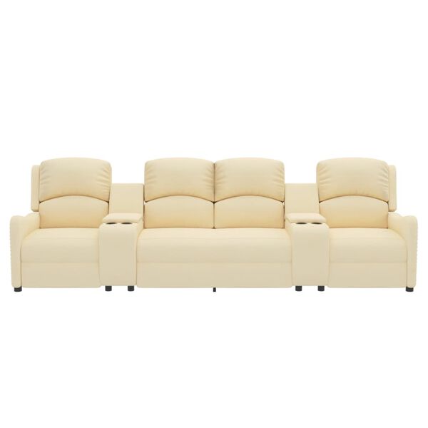 vidaXL 4-Sitzer Massagesessel mit Getränkehalter Creme Stoff