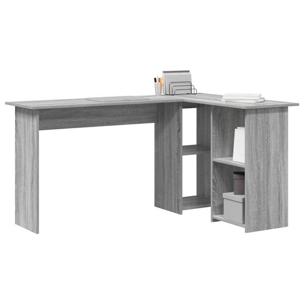 vidaXL Schreibtisch Graues Sonoma 142 x 102 x 73 cm Holzwerkstoff