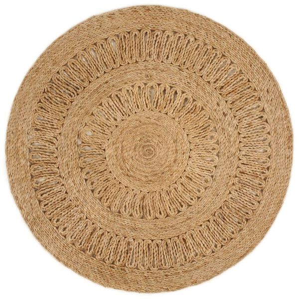 vidaXL Teppich Jute Handgeflochten 90 cm Rund