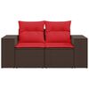 vidaXL Gartensofa mit Kissen 2-Sitzer Braun Poly Rattan