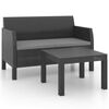 vidaXL 2-tlg. Garten-Lounge-Set mit Kissen PP Rattan Anthrazit