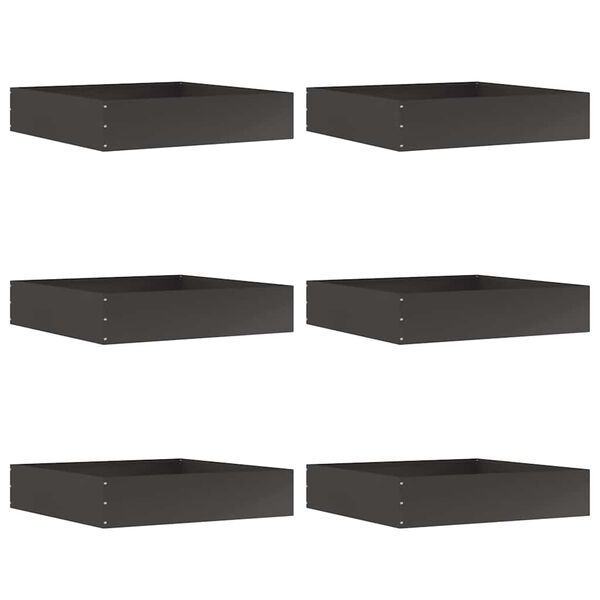 vidaXL Raseneinfassung 6 pcs Schwarz 60 x 60 x 13 cm Stahl