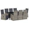 vidaXL Garten Essgruppe mit Kissen 9 pcs Grau Poly-Rattan